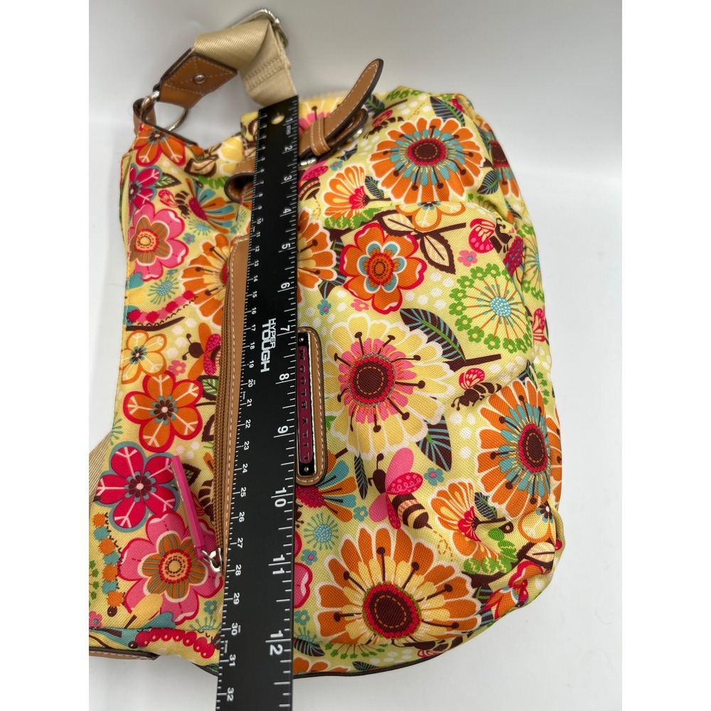 Lily Bloom Floral Honey Bee Crossbody Bag Karma Canvas Yellow Multi Hobo Purse - Picture 8 of 8